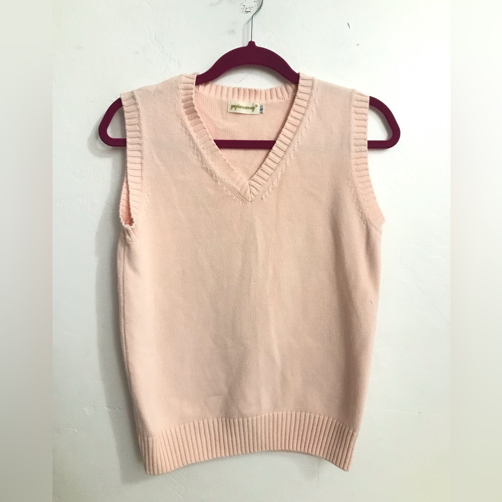 Yujianxiong Vest Women's Size Large Pink V Neck Cotton Kawaii Love Core Barbie